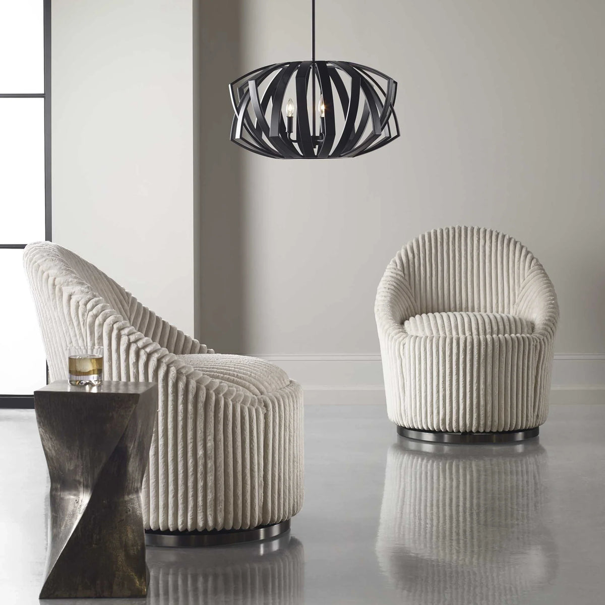 Black Geometric 3 Light Pendant