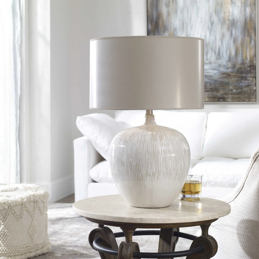 Textured Ivory Ceramic Lamp