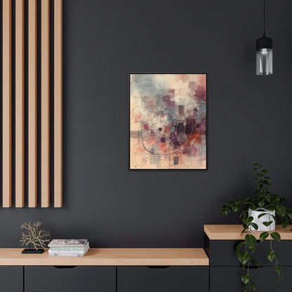Abstract Framed Canvas Wall Art | 100% Cotton Canvas on Poplar Wood Frame, Walnut or Black | Five Vertical Sizes
