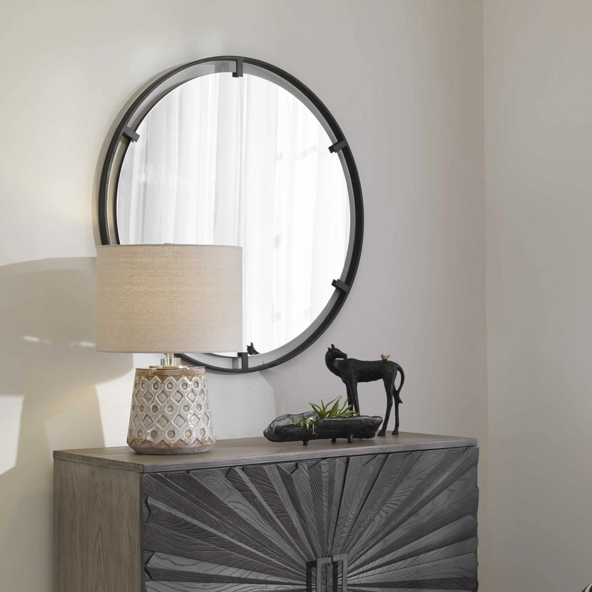 Round Iron Mirror