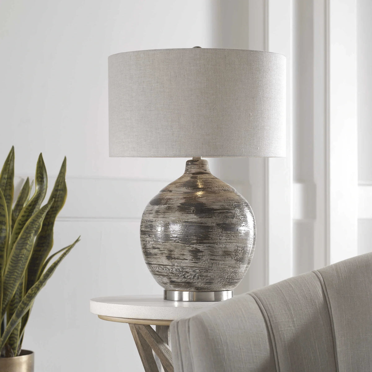 Distressed Ivory Table Lamp