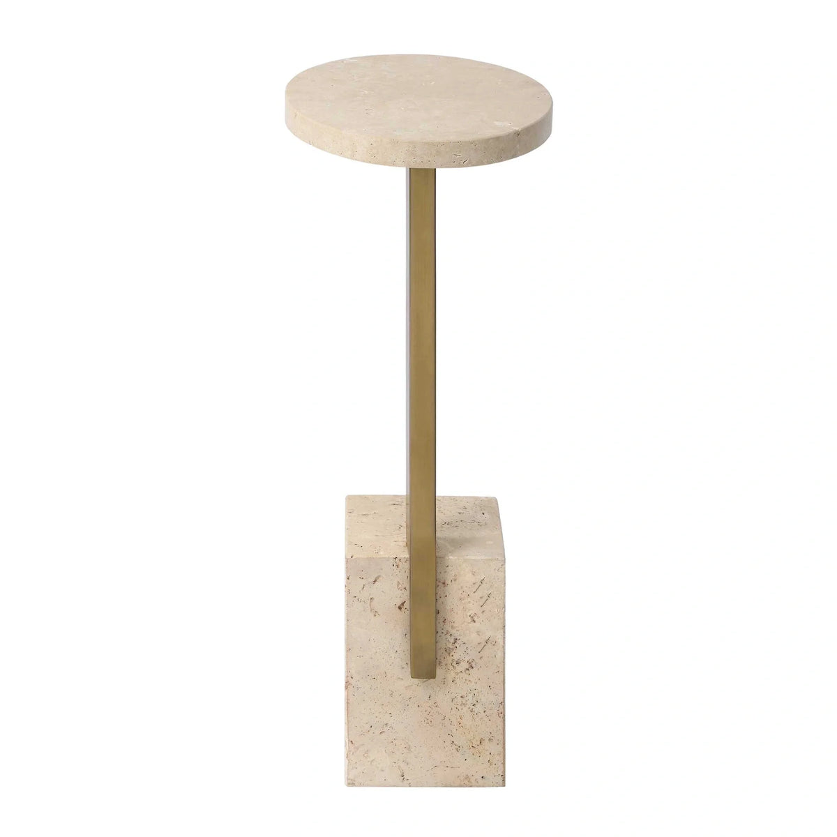 Travertine & Brass Accent Table