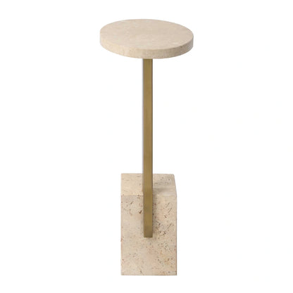Travertine & Brass Accent Table