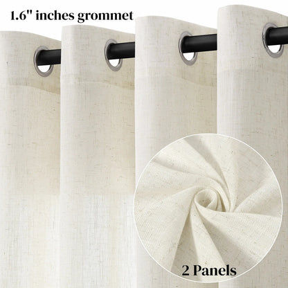 Jowels Semi-Sheer Linen Grommet Curtains - 2-Pack Drapes for Light Filtering Privacy in Any Room