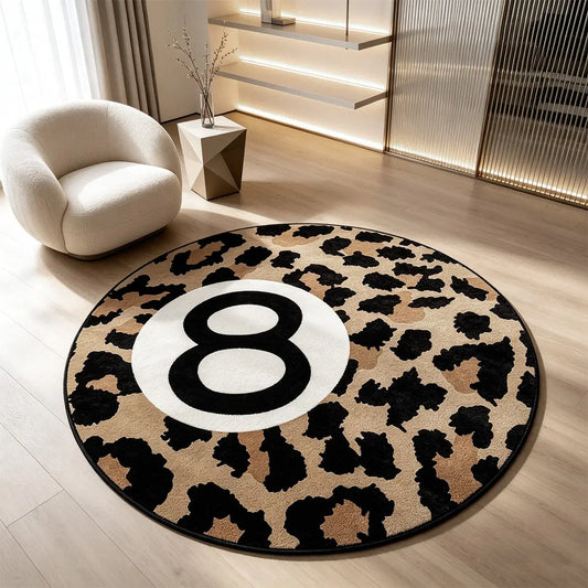 Vintage Leopard Print Round Rug | Non-Slip Backing, Machine Washable | Five Sizes, 1.6ft to 4.6ft
