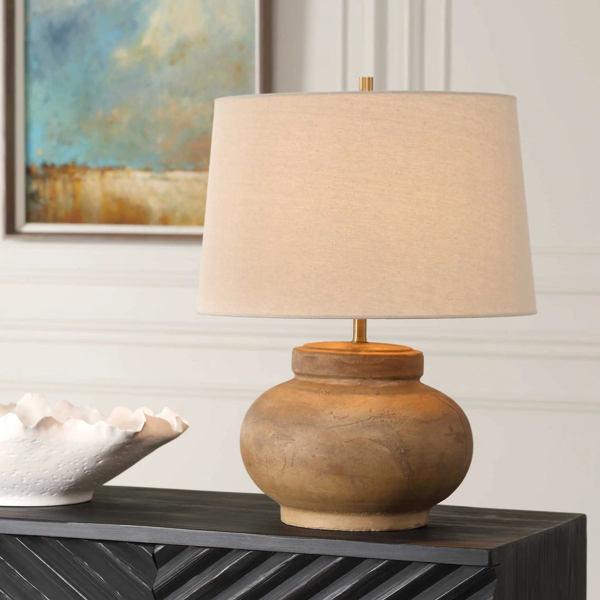 Aged Terracotta Table Lamp