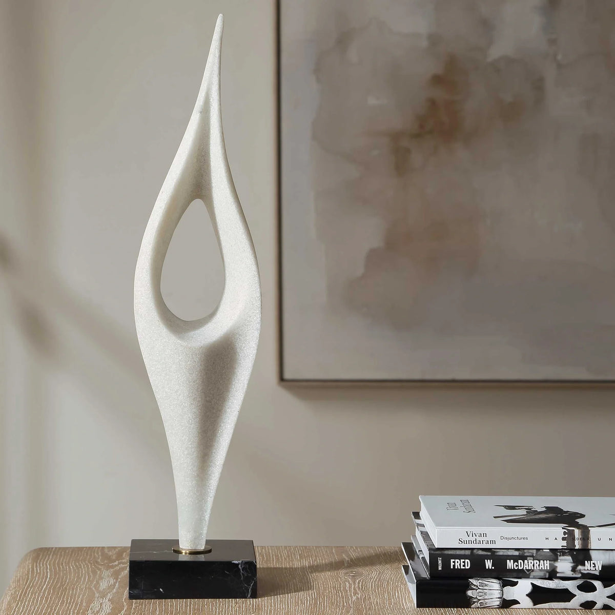 Fluid White Stone Sculpture