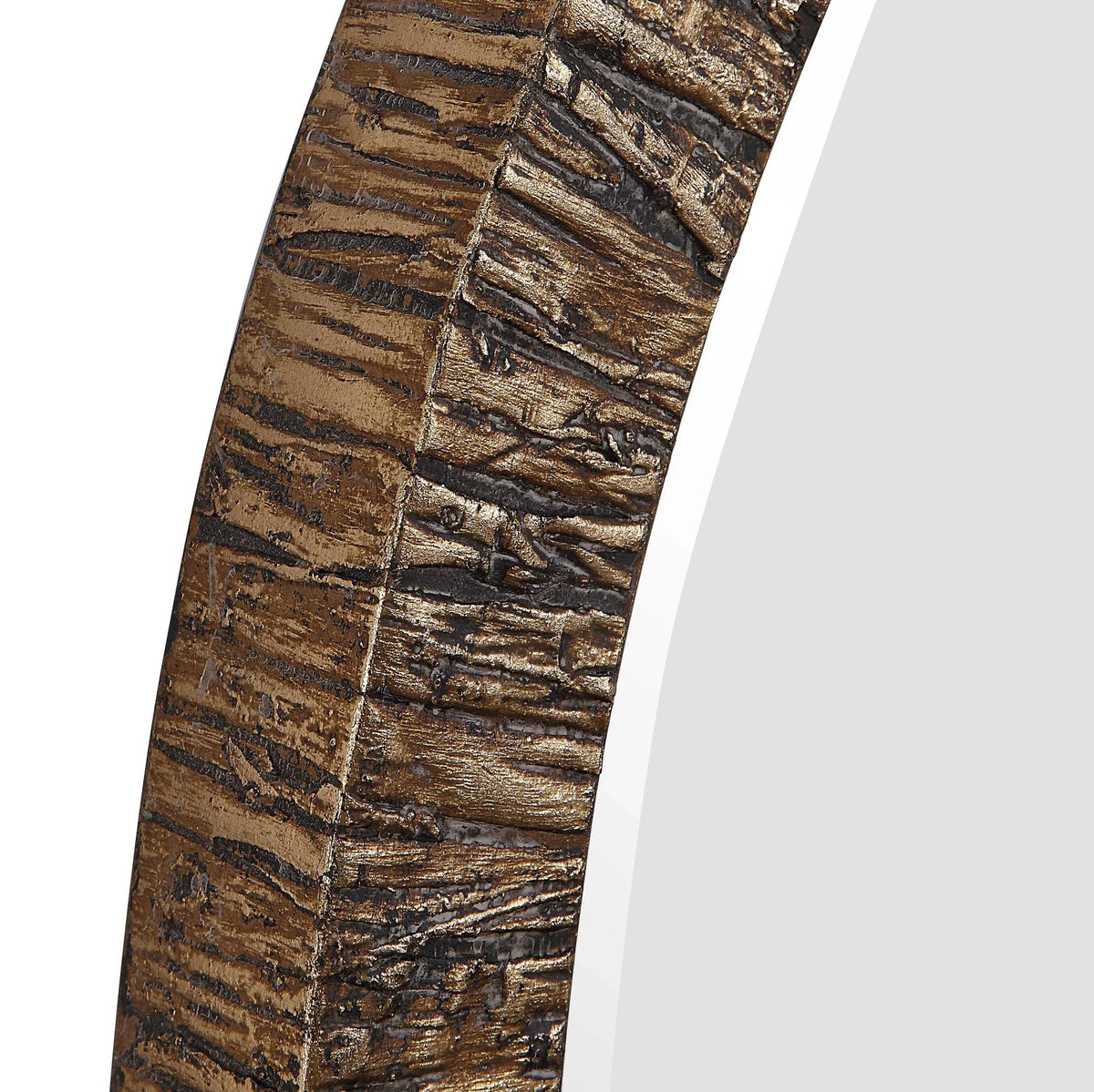 Gold Bark Round Mirror