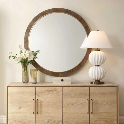 Round Burl Wood Mirror