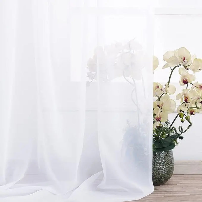 Nicetown 216-Inch Extra Long Sheer Voile Window Scarves - Set of 2 Soft Curtains for Home Decor and Event Styling