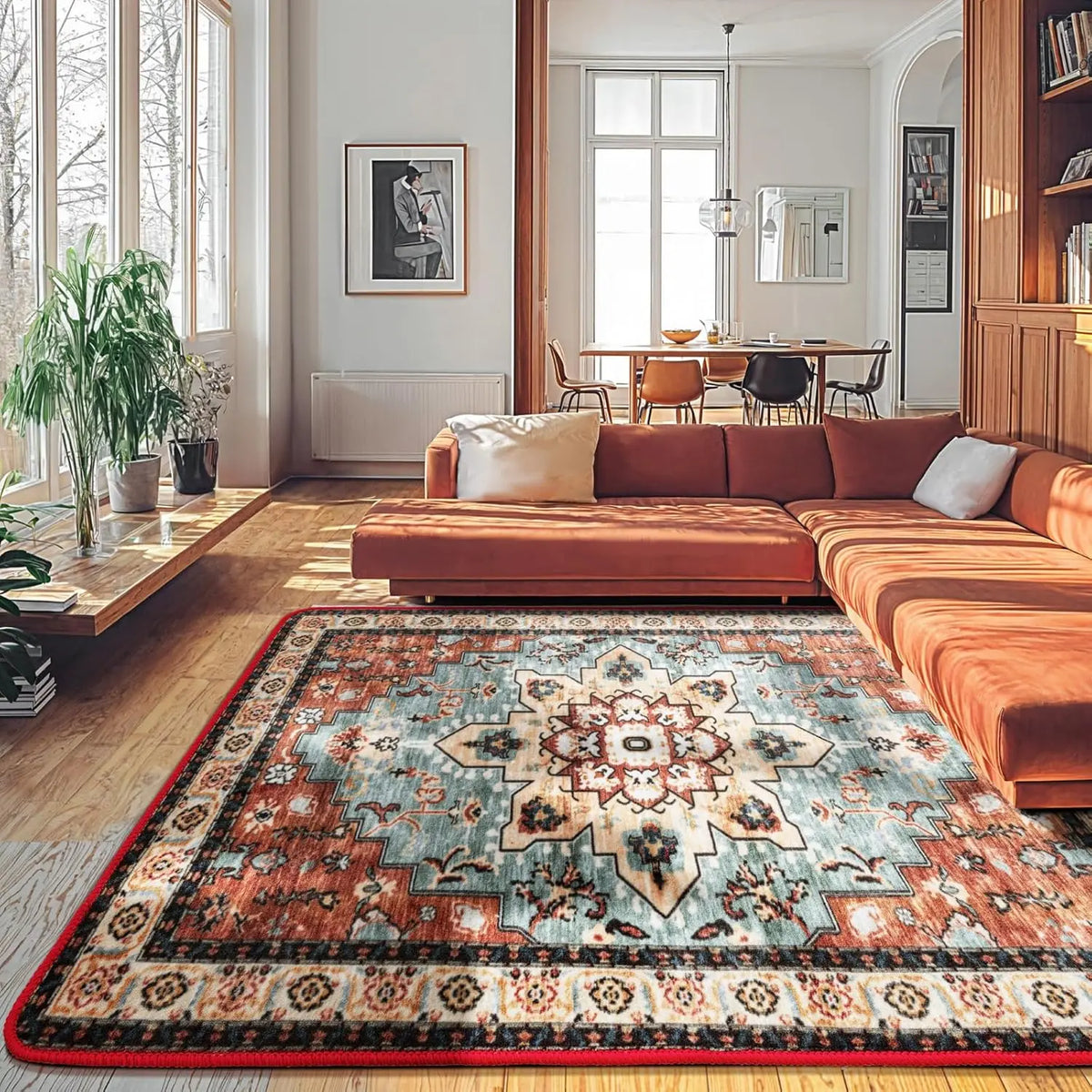 Neutral Vintage Washable Area Rug | Non-Slip, Machine Washable | Sizes 2×3 to 8×10