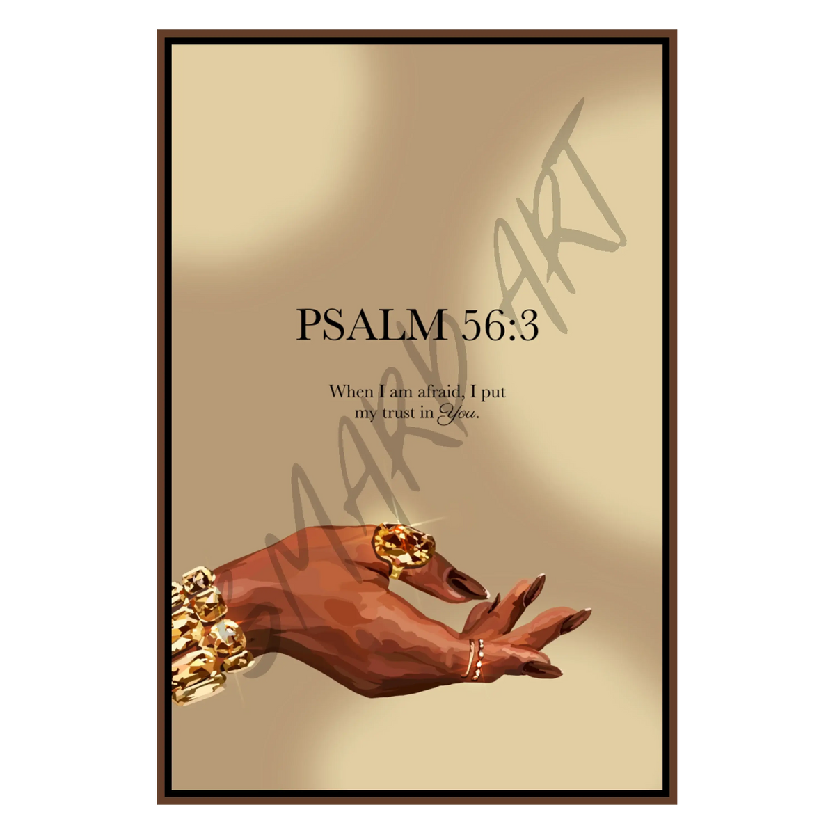 Smard Black Wall Art - Inspirational Psalm 56:3 Print for Home and Office Decor
