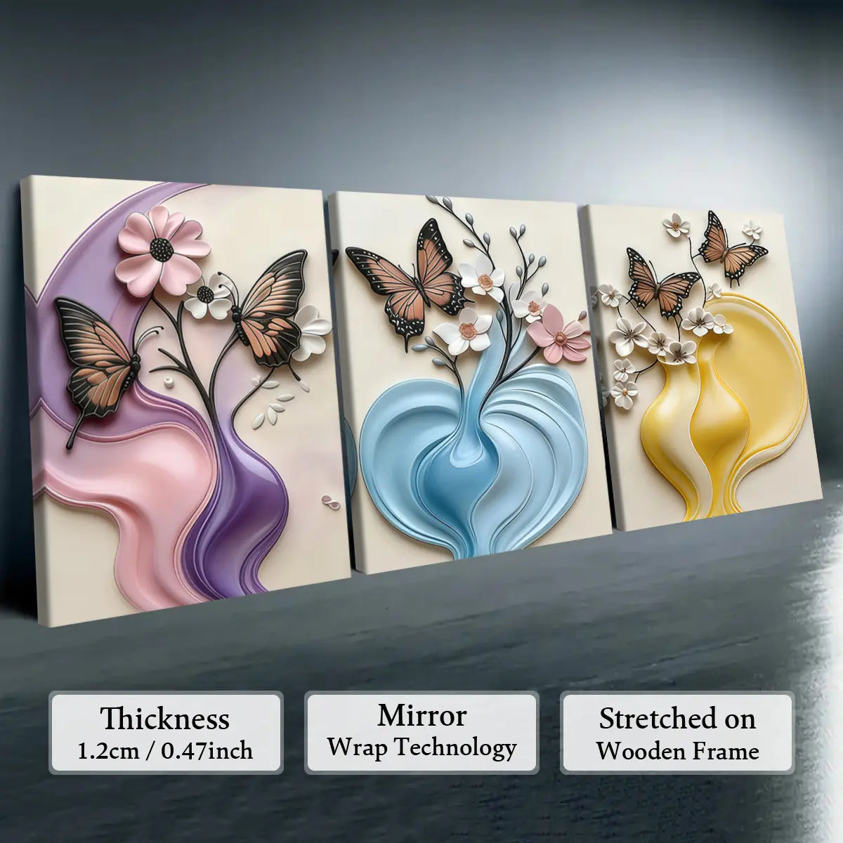 Elevate Your Space with Our 3-Piece Wooden-Frame Canvas Print Set – Stunning Geometric Pattern for Modern Home Decor!