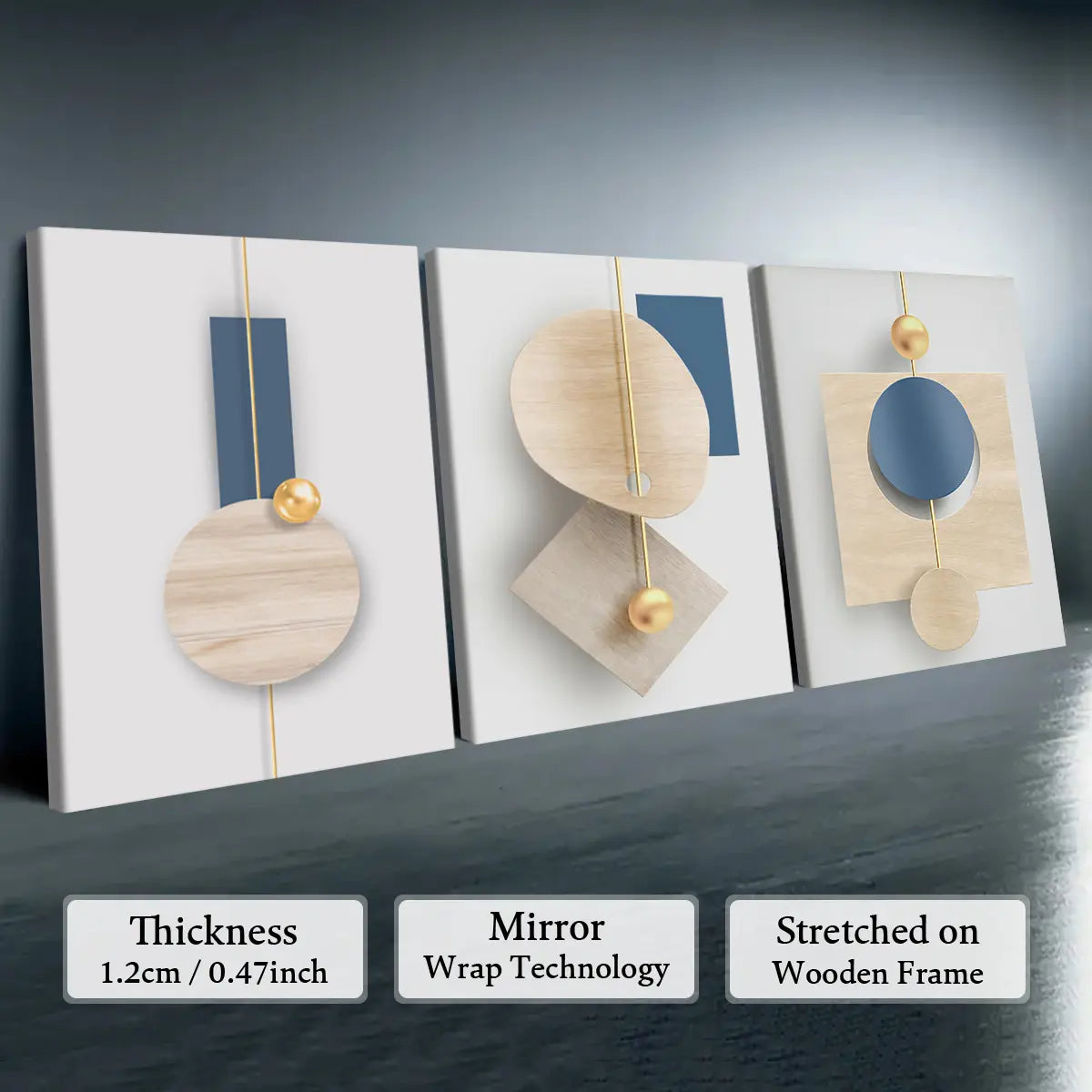 Elevate Your Space with Our 3-Piece Wooden-Frame Canvas Print Set – Stunning Geometric Pattern for Modern Home Decor!