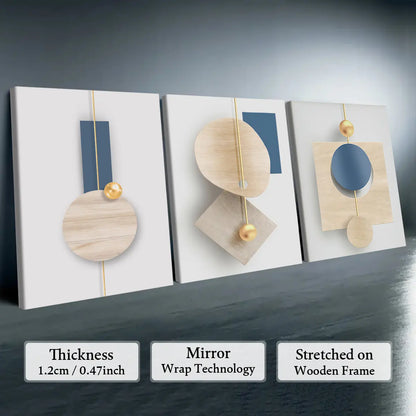 Elevate Your Space with Our 3-Piece Wooden-Frame Canvas Print Set – Stunning Geometric Pattern for Modern Home Decor!