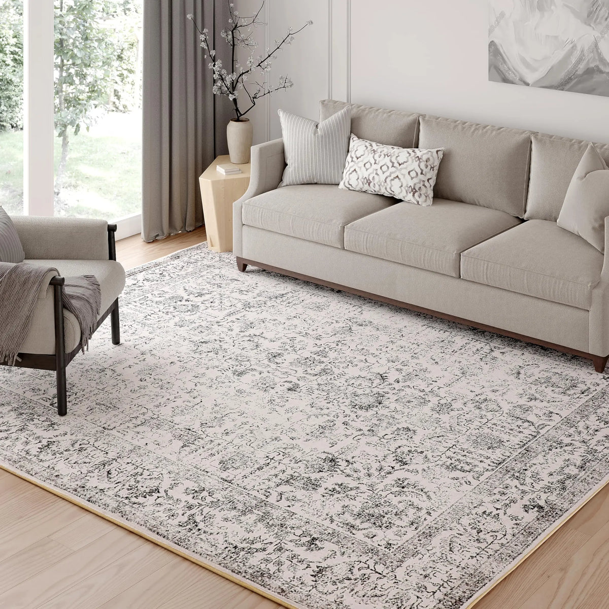 Purecozy Pet Friendly 9x12 Vintage Area Rug