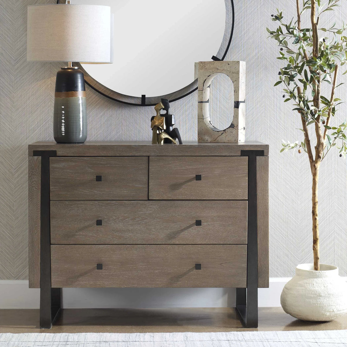 Oak Veneer Accent Chest