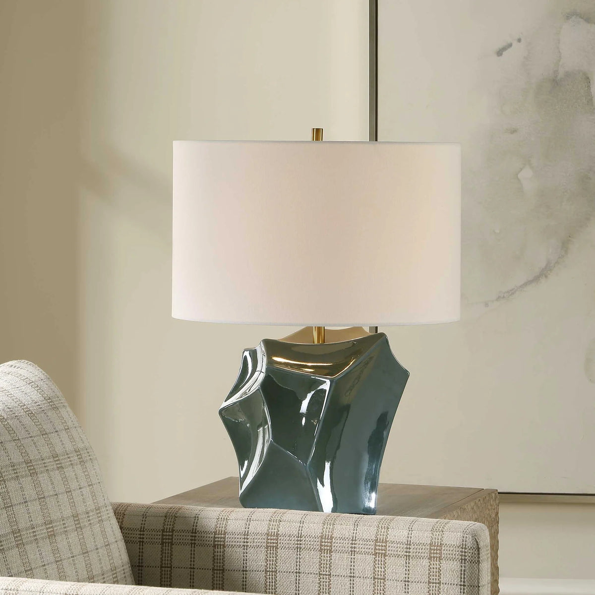 Faceted Smoky Bronze Table Lamp