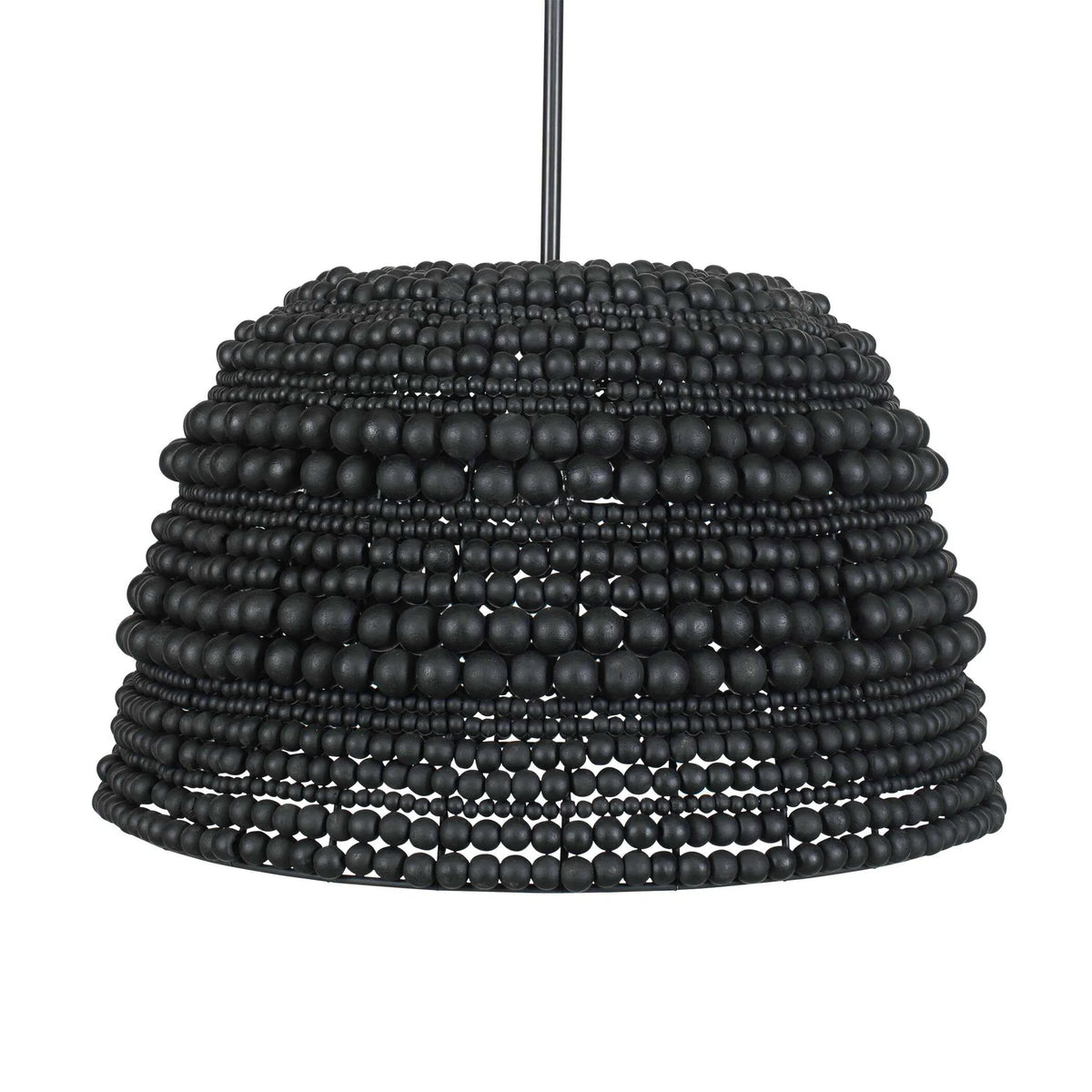 Black Beaded Wood Pendant