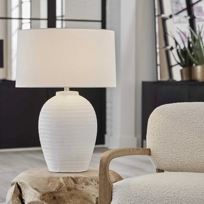 Chalk White Urn Table Lamp