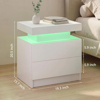LED Nightstand with 2 Drawers