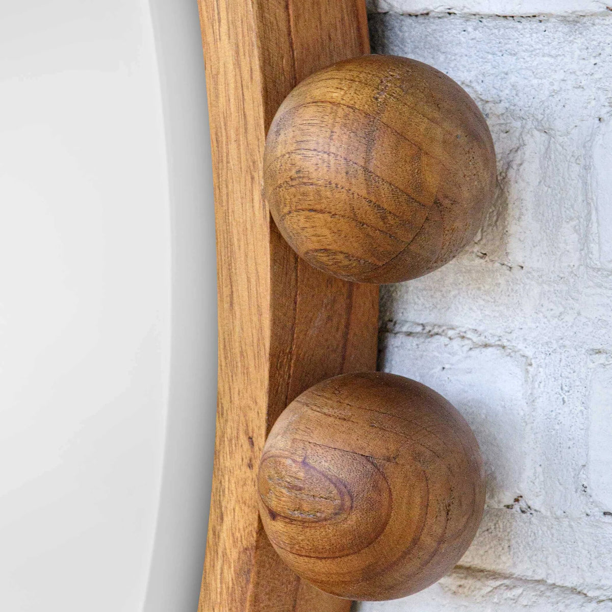 Wood Beaded Round Mirror