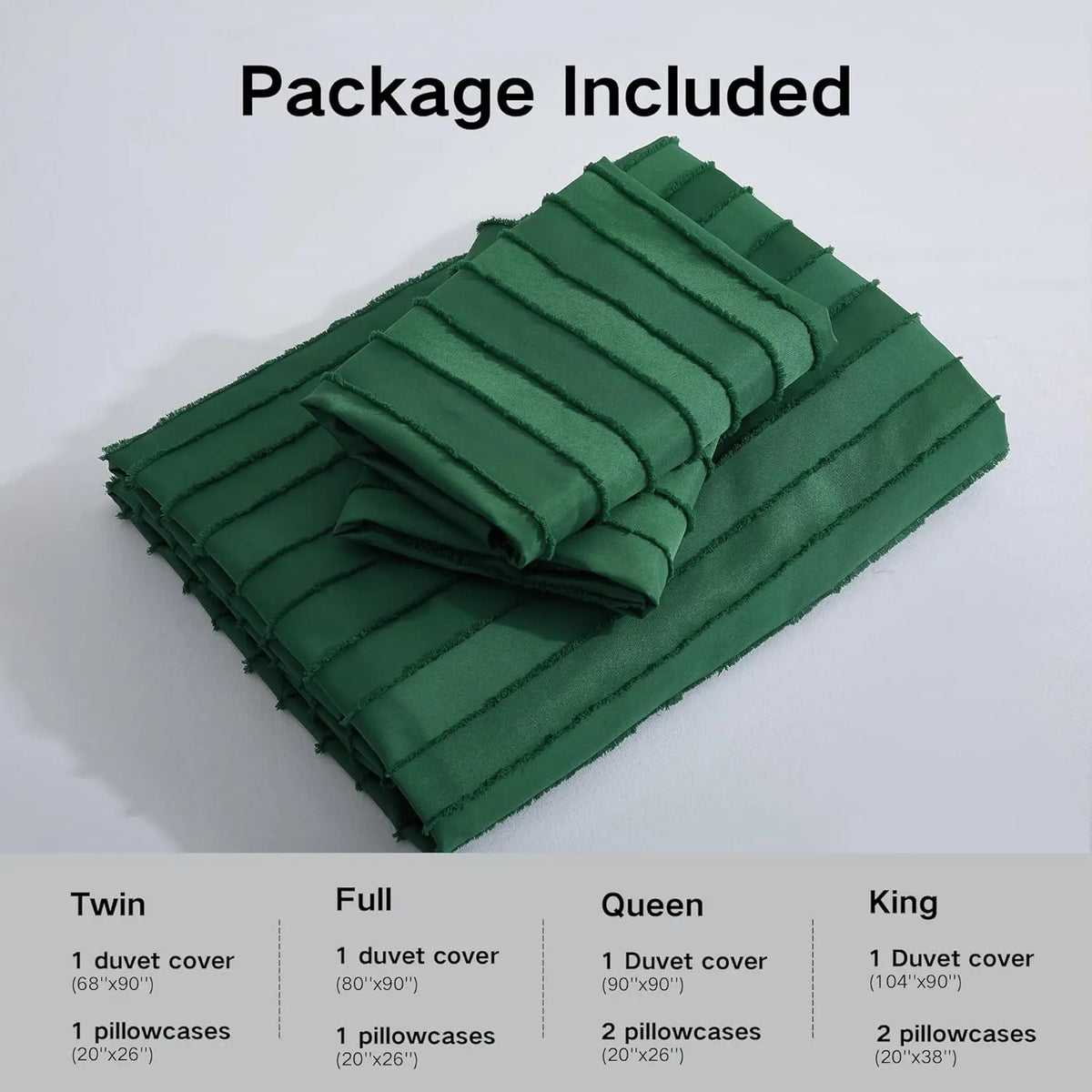 Duvet Cover Queen Size Set - Ultra Soft Washed Microfiber Cover Set, Includes 1 Duvet Cover & 2 Pillow Shams, Green & White