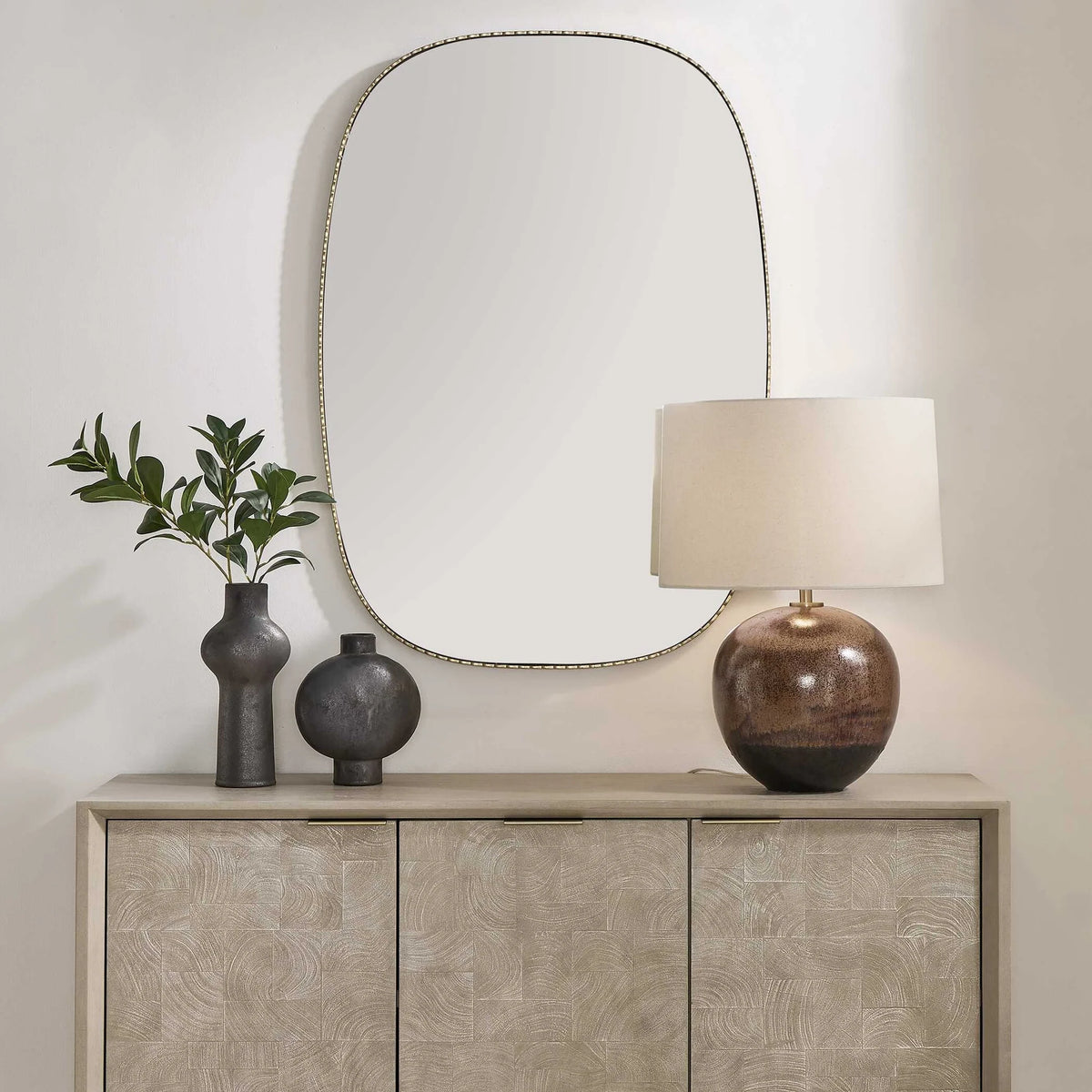 Scalloped Antique Gold Mirror