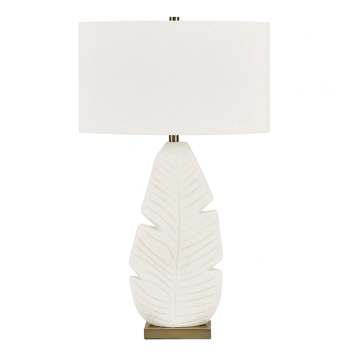 White Palm Leaf Table Lamp