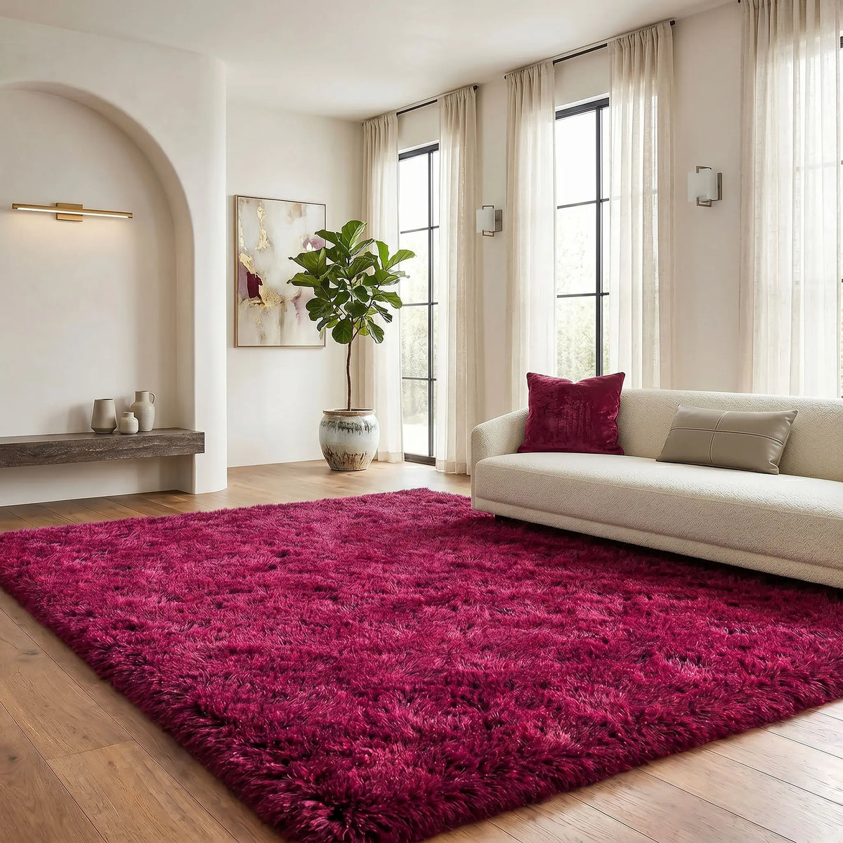 Indulge in Luxury: Black Soft Fluffy Shag Area Rug - Non-Slip, Anti-Fade, Perfect for Living Room & Bedroom Decor