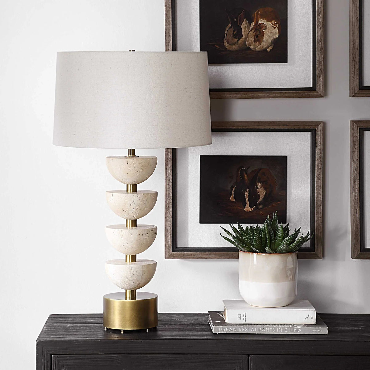 Travertine Sphere Table Lamp
