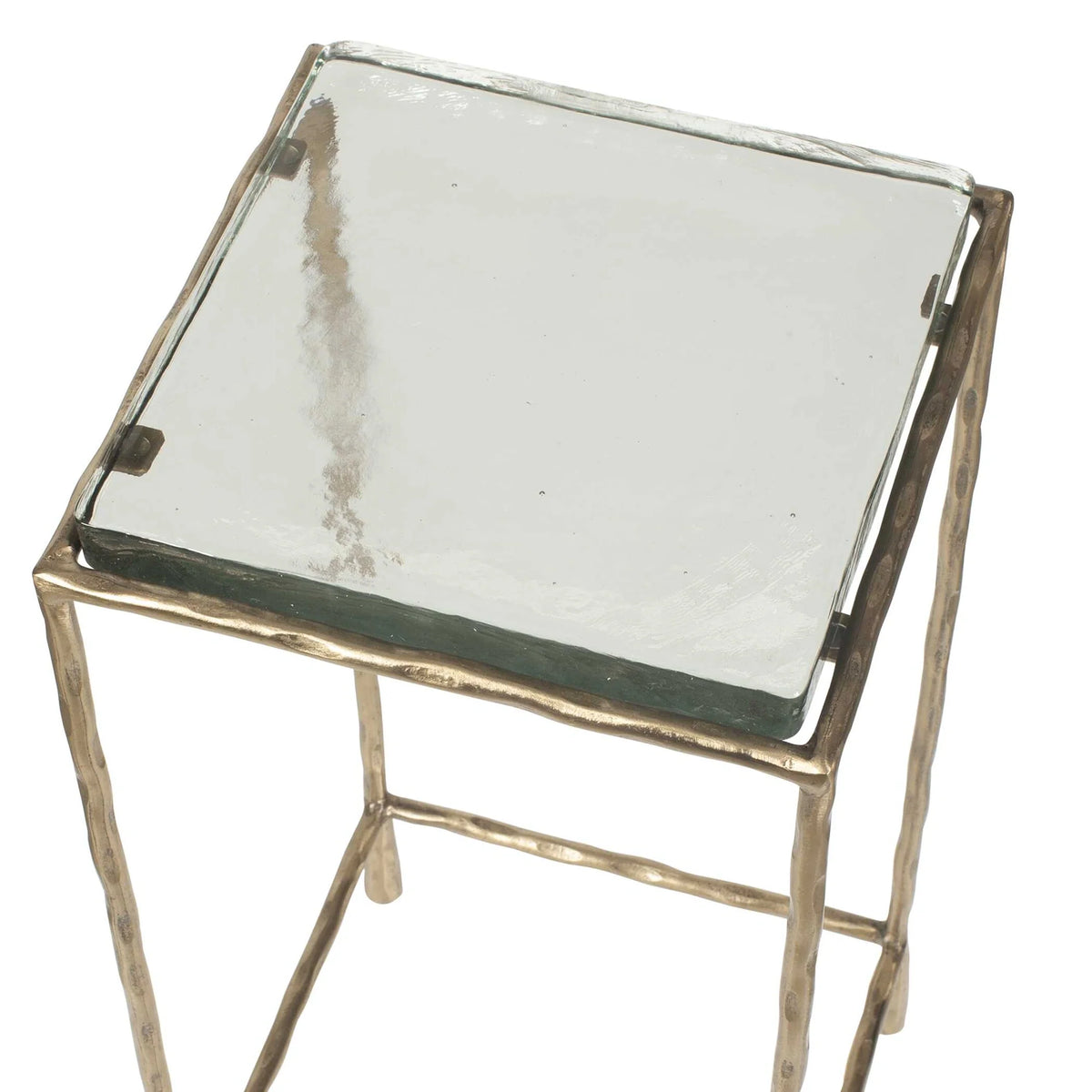 Antiqued Gold Hammered Accent Table