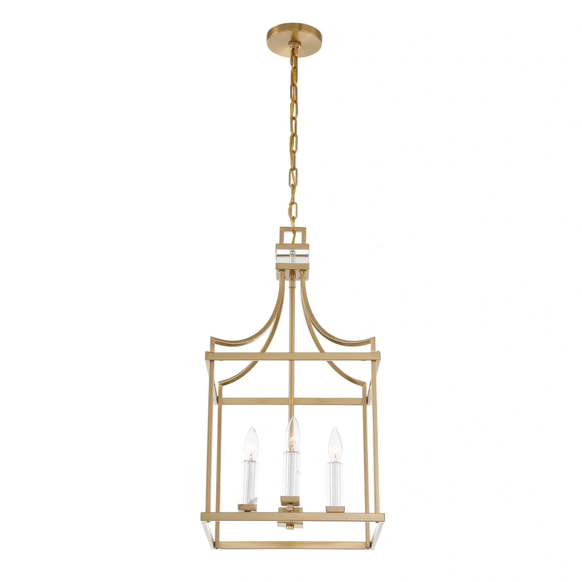 4 Light Brass Lantern Pendant