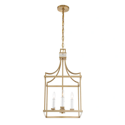 4 Light Brass Lantern Pendant