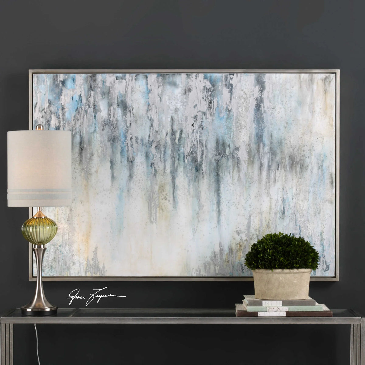 Blue & Silver Modern Abstract Canvas