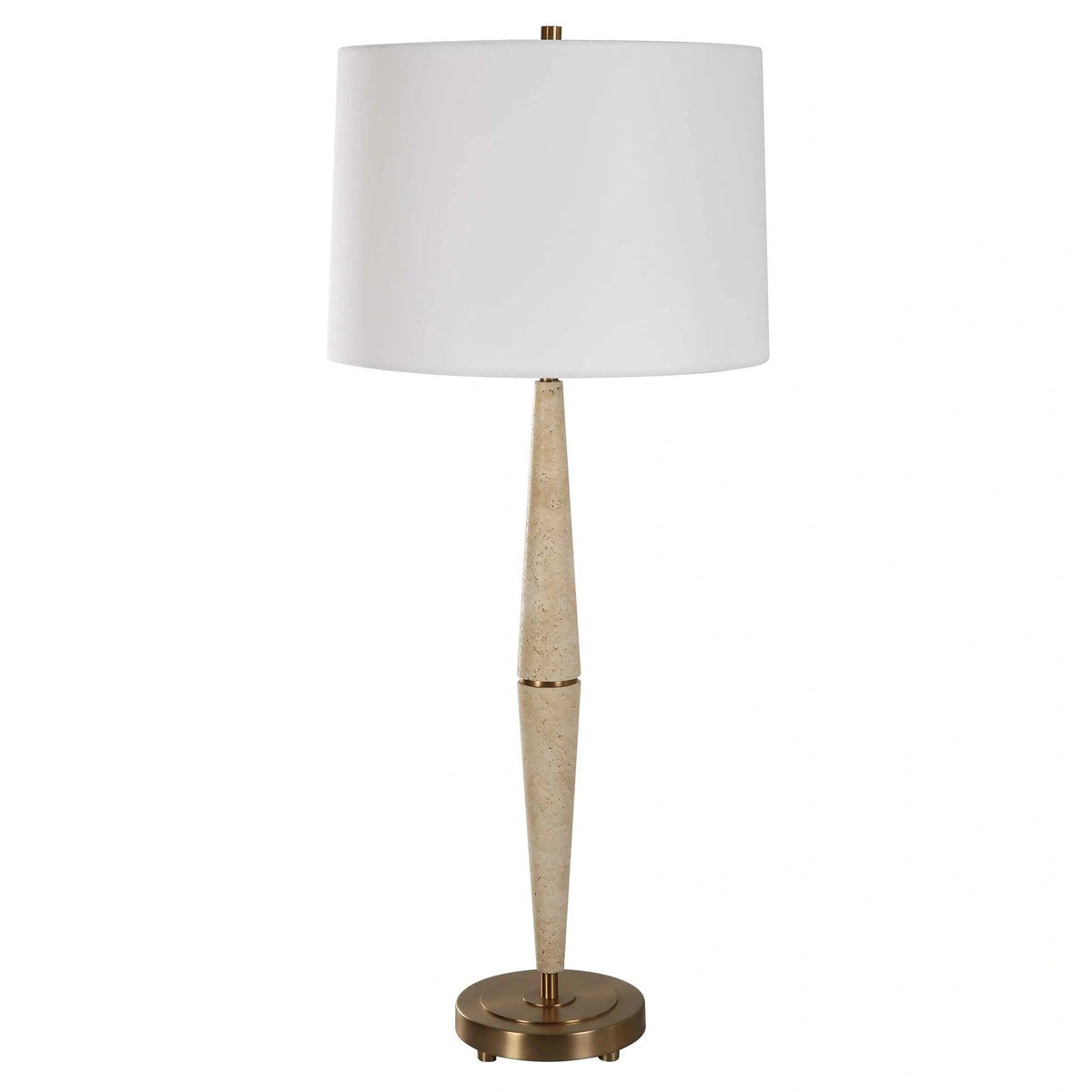 Dual Cone Travertine Table Lamp