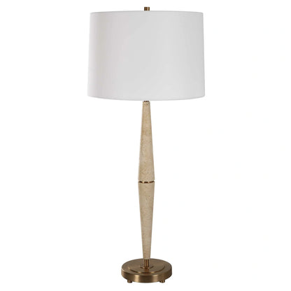Dual Cone Travertine Table Lamp