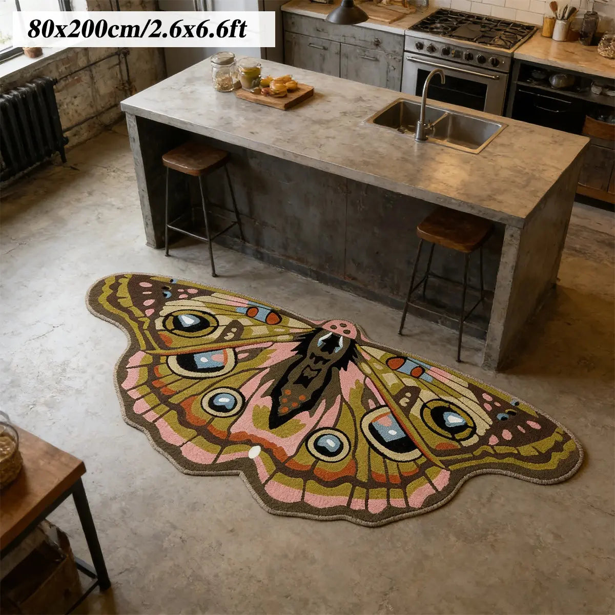 Irregular Shape Butterfly Moth Pattern Bedside Rug - Soft Velvet Carpet for Bohemian Style Home Decor