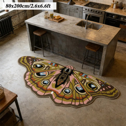 Irregular Shape Butterfly Moth Pattern Bedside Rug - Soft Velvet Carpet for Bohemian Style Home Decor
