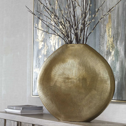 Ribbed Gold Vase
