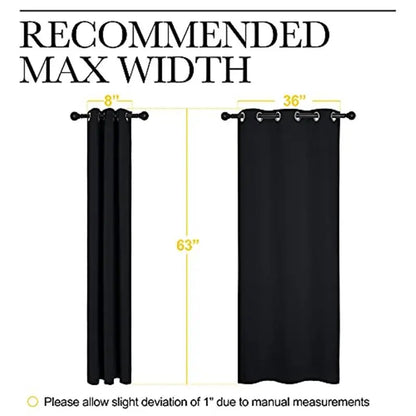 Blackout Drapes - 2 Panels, 42" x 63", Black Fabric