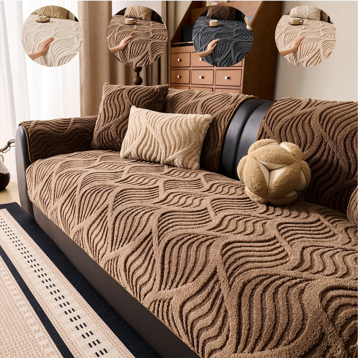 Bohemian Style Plush Sofa Cushion Cover, Soft Winter & Autumn Decorative Throw Pillow Case, Home Furniture Accessory, Home Textile