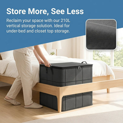 Zippered Fabric Organizer Bag - Spacious & Reliable Storage Solution for Bedding, Linens, and Apparel