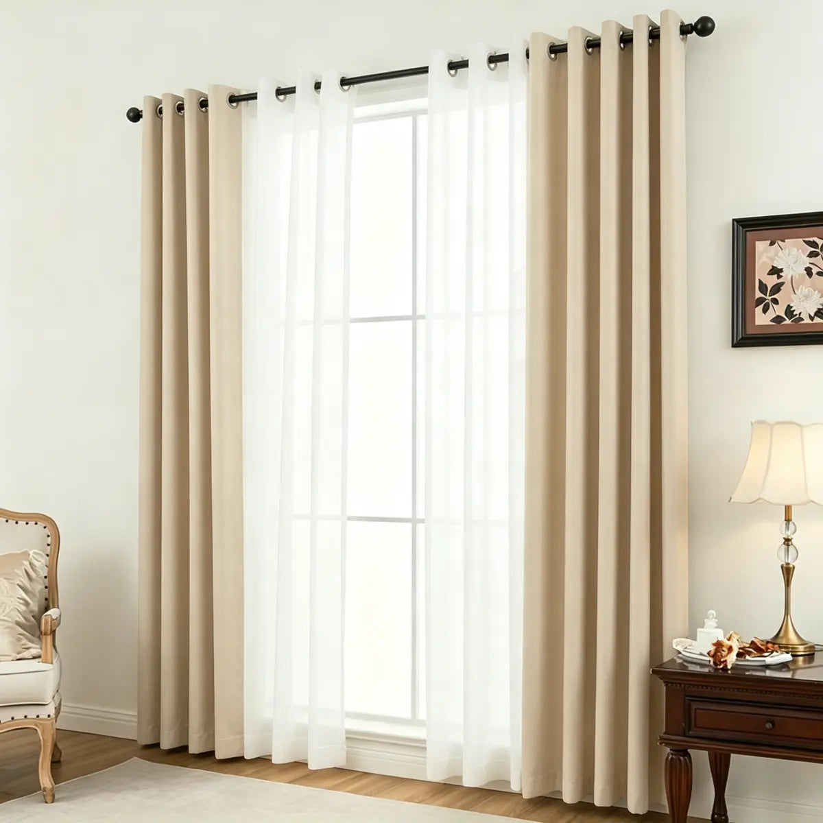 4 Panels Blackout Curtain Set – 2 Blackout Curtains + 2 Semi Sheer Curtains for Style and Light Control in Any Room