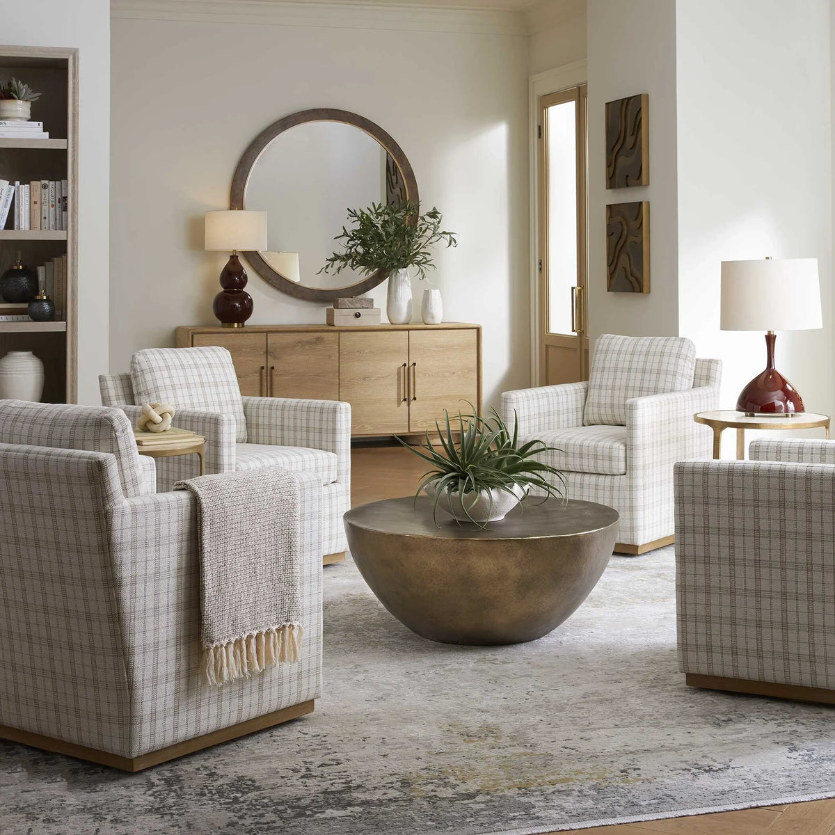Casual Linen Swivel Chair