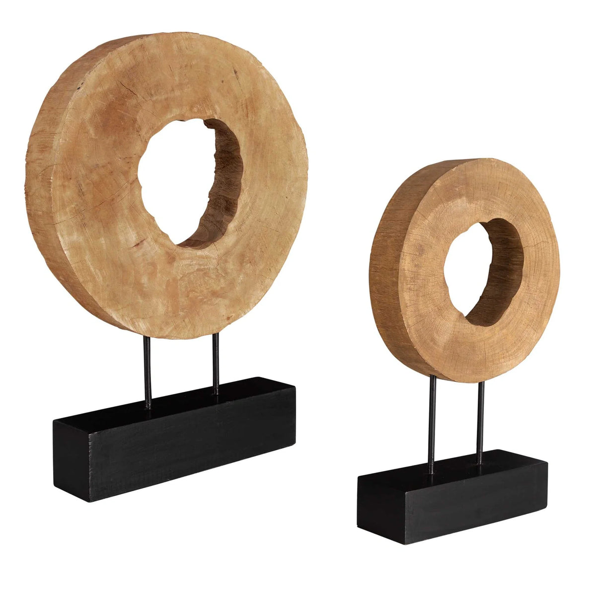 Mango Wood Sculptures, Set of 2