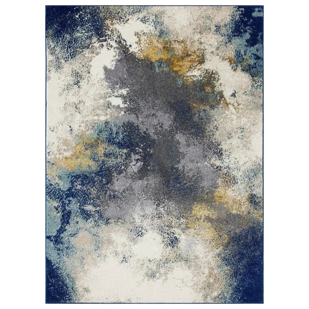 Beverly 8445 Modern Abstract Area Rug - Blue and Gray Design