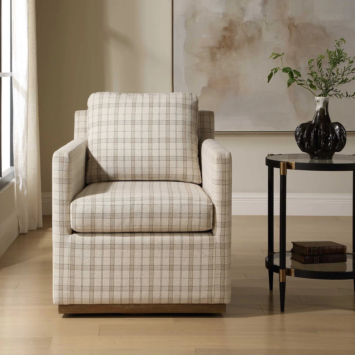 Casual Linen Swivel Chair