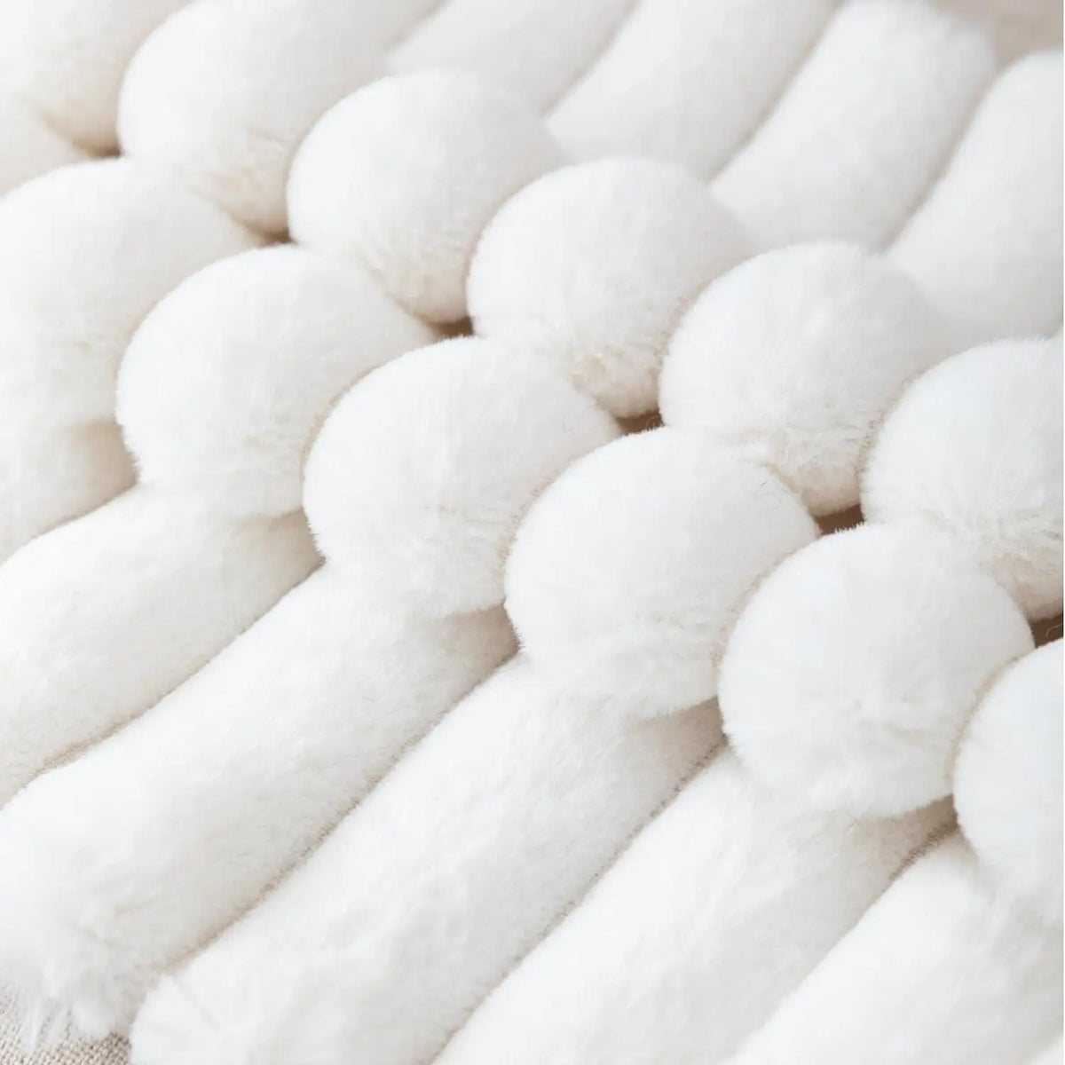 Set of 2 Faux Fur Cream White Throw Pillow Covers – Fluffy Striped Design, Perfect for Sofa, Couch or Bedroom Decor (18x18 Inch)
