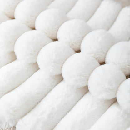 Set of 2 Faux Fur Cream White Throw Pillow Covers – Fluffy Striped Design, Perfect for Sofa, Couch or Bedroom Decor (18x18 Inch)